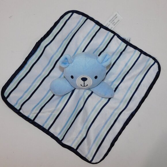 George Blue White Bear Striped Security Blanket Plush Baby Lovey Nunu Soother - Picture 4 of 7